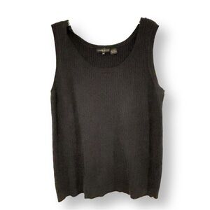 Jeanne Pierre mini cable sleeveless sweater tank vest shell 1X black